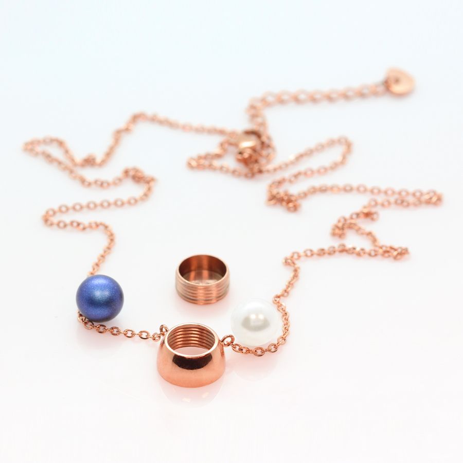 Ocelový pozlacený náhrdelník Pearl Change-N-Go s perlou Swarovski 6mm - 3 v 1 na výměnu