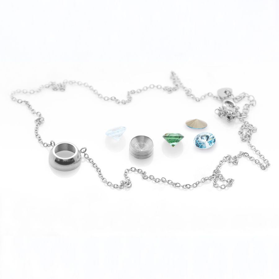 Ocelový náhrdelník Rivoli Change-N-Go s krystalem Swarovski 6mm - 7 v 1