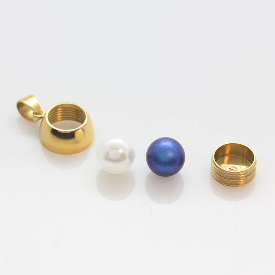 Ocelový pozlacený náhrdelník Gold Pearl Change-N-Go s perlou Swarovski 8mm - Crystal White