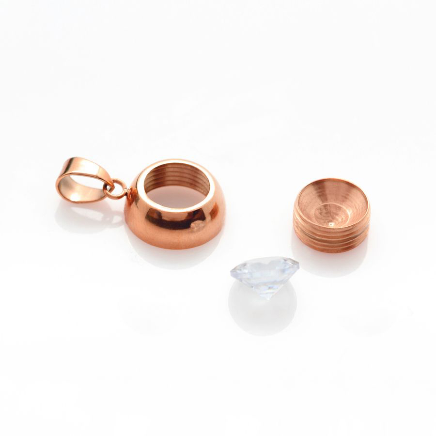 Ocelový pozlacený náhrdelník Rose Gold Chaton Change-N-Go s krystaly Swarovski 6mm - 7 v 1