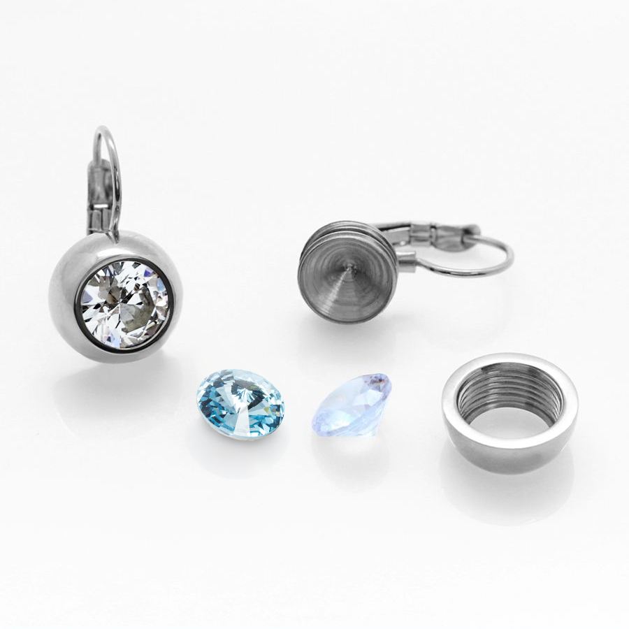 Ocelové náušnice klapky Rivoli Change-N-Go s krystaly Swarovski 6mm - 7 v 1