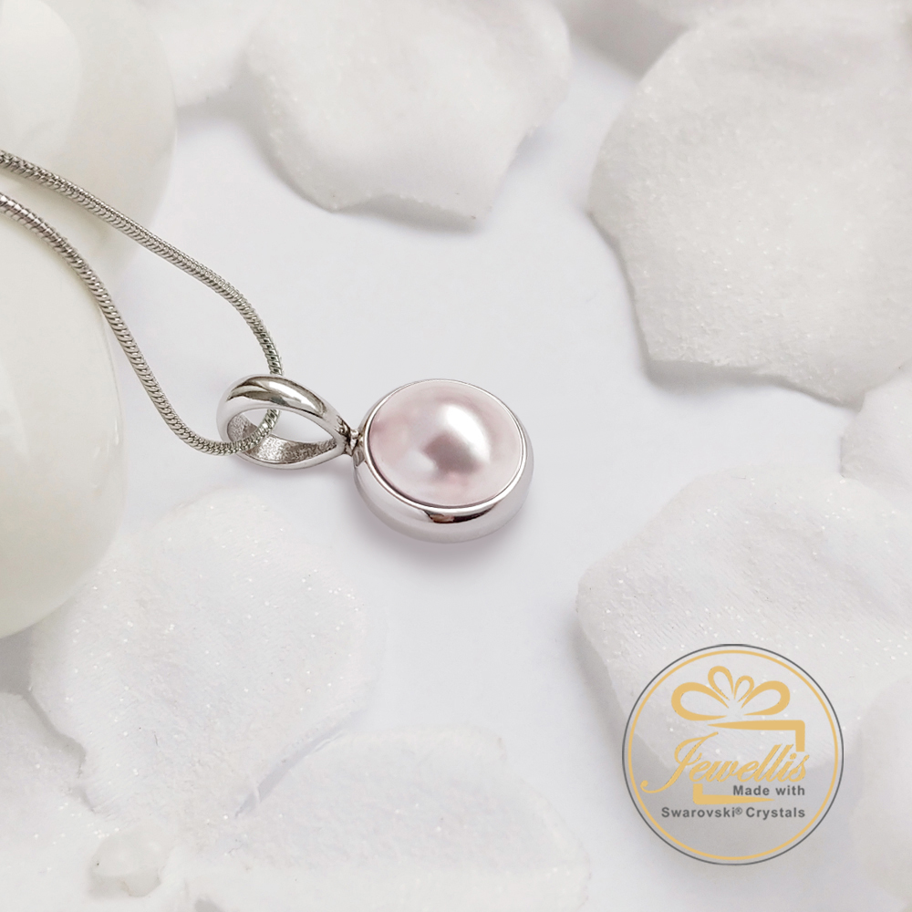 Ocelový náhrdelník s perlou Button Swarovski - Rosaline