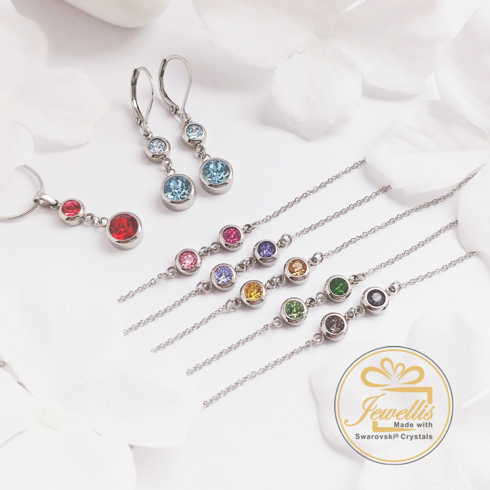 Ocelový náhrdelník Duo Chaton s krystaly Swarovski - Light Rose/Rose