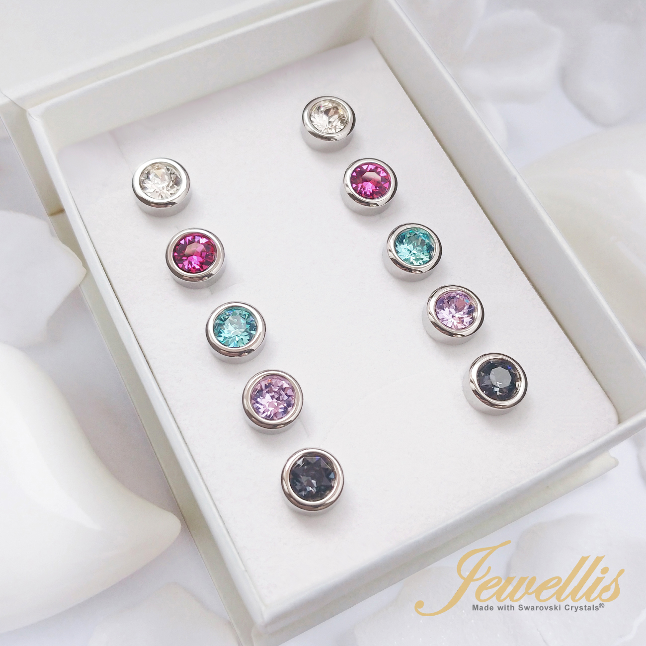 Dárková sada náušnic Deluxe Chatons Light - 5 párů s krystaly Swarovski v hodnotě 1390 Kč