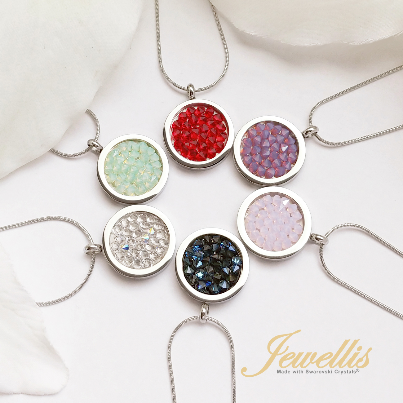 Ocelový náhrdelník Crystal Rocks s krystaly Swarovski - Cyclamen Opal