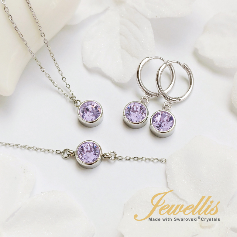 Ocelový náhrdelník Ice Deluxe s krystalem Swarovski - Violet