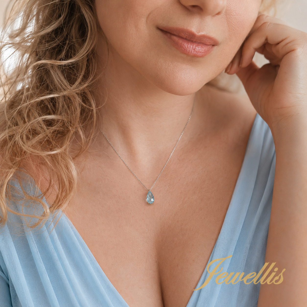 Briolette Aquamarine – Set náhrdelníku a náušnic s krystaly Swarovski® z chirurgické oceli