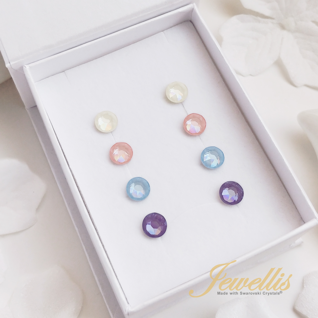 Dárková sada ocelových náušnic Crystal Ignite - 4 páry s krystaly Swarovski