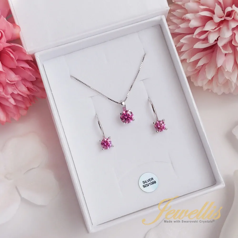 Stříbrný rhodiovaný náhrdelník Chic se zirkonem Swarovski Zirconia - Rubellite