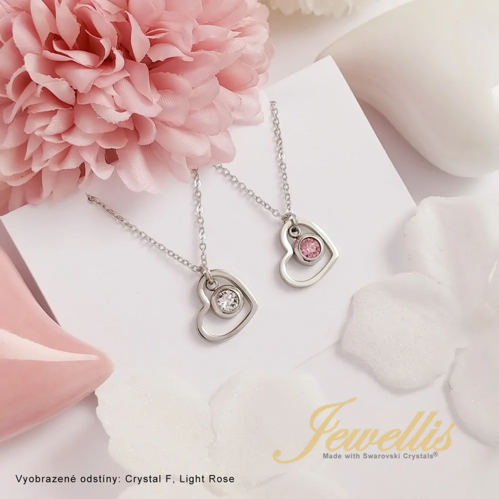 Ocelový náhrdelník Mini Heart ve tvaru srdce s krystalem Swarovski - Crystal F v hodnotě 439 Kč