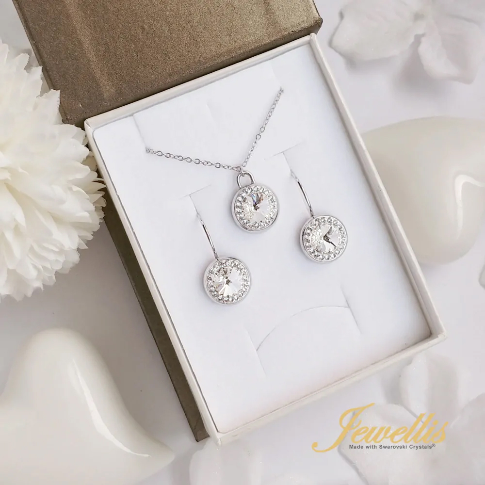 Ocelový náhrdelník Rivoli Round Pavé s krystaly Swarovski - Crystal F