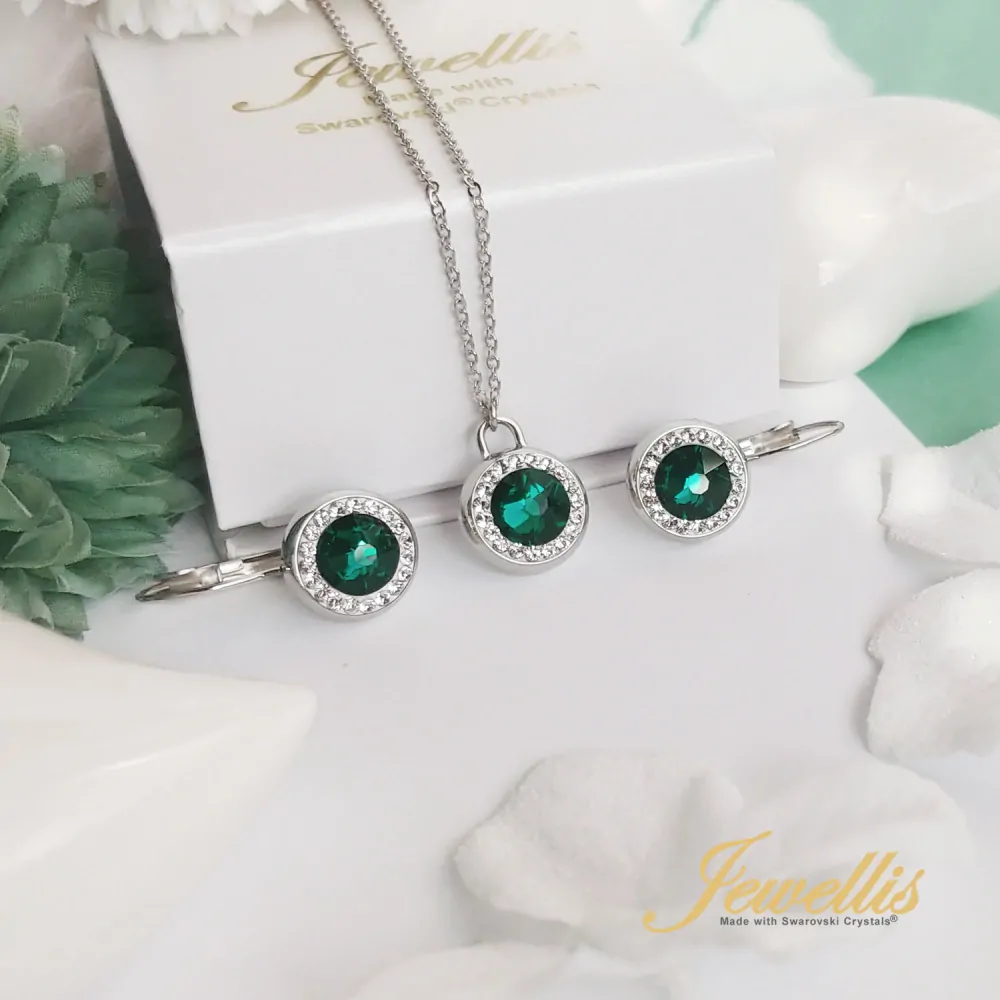 Ocelový náhrdelník Xirius Rose Pavé s krystaly Swarovski - Emerald