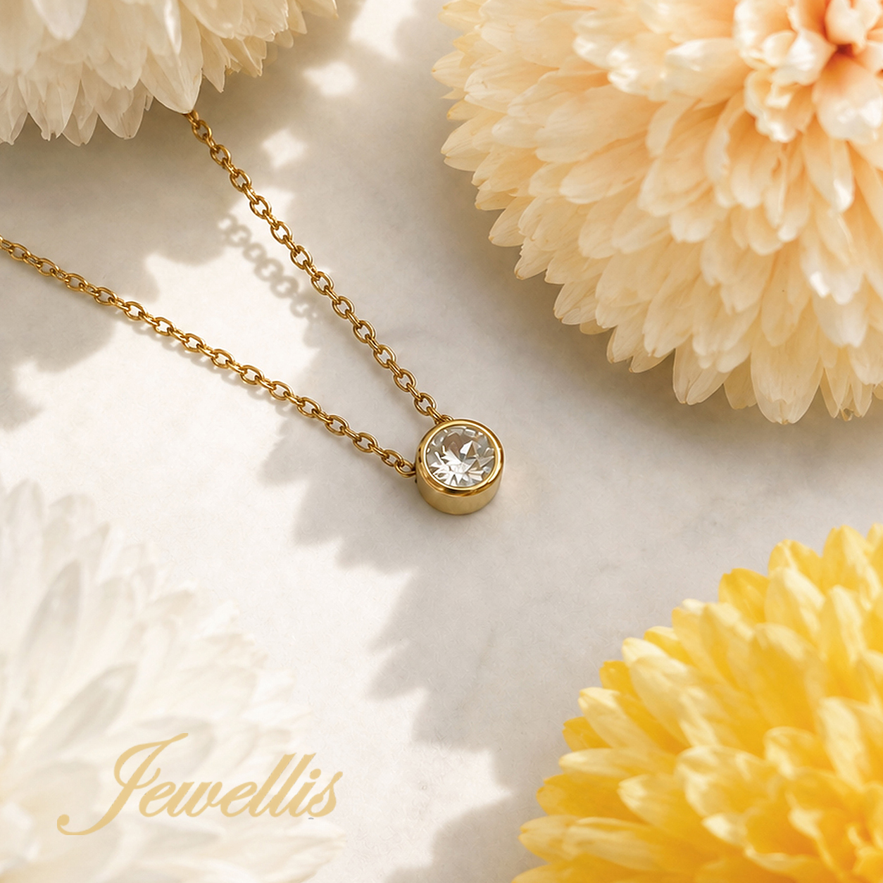 Pozlacený ocelový náhrdelník Gold Choker s krystalem Swarovski 6 mm