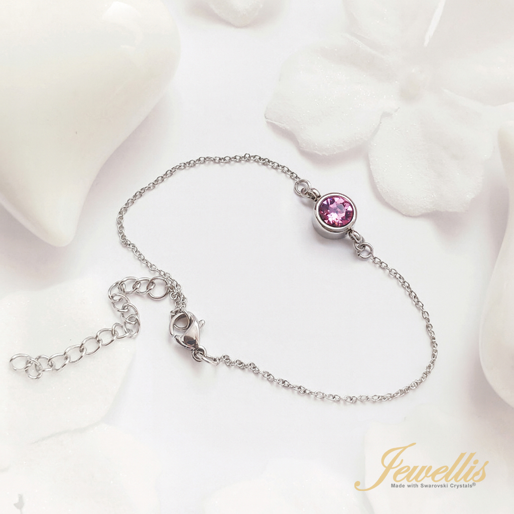 Ocelový náramek s krystalem Swarovski - Rose