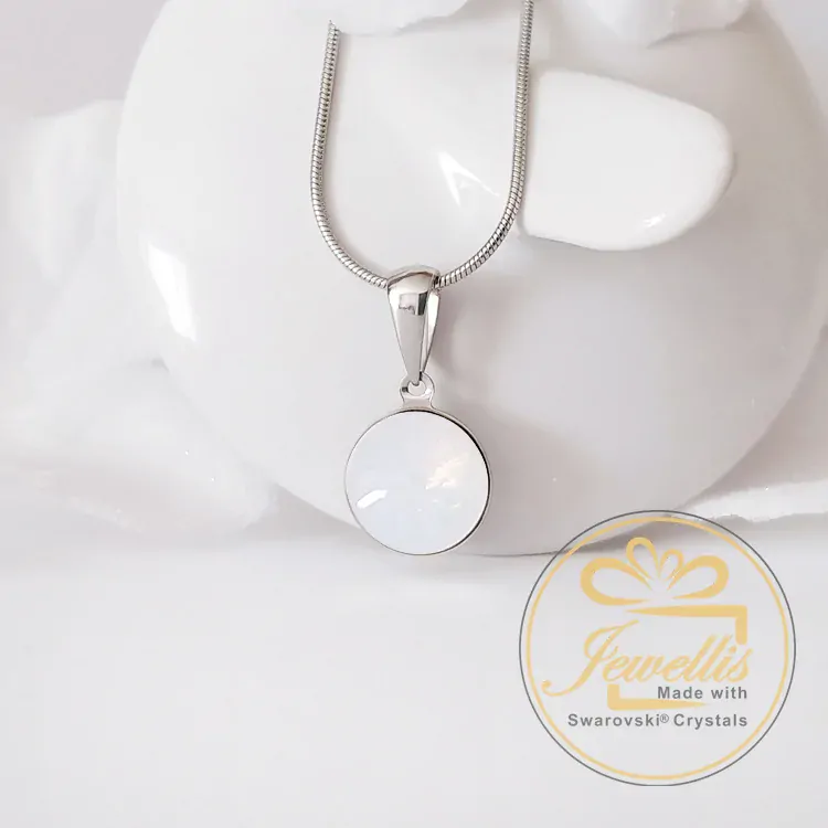 Ocelový náhrdelník Sea Urchin s krystalem Swarovski - White Opal