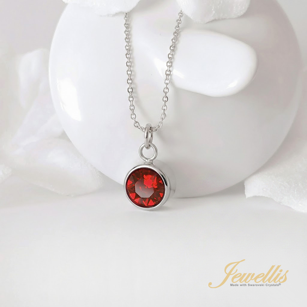 Ocelový náhrdelník s krystalem měsíce Leden Swarovski - Scarlet