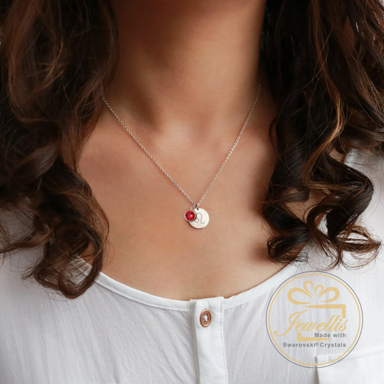 Ocelový náhrdelník konstelace ve znamení zvěrokruhu vodnář s krystalem Swarovski - Crystal F