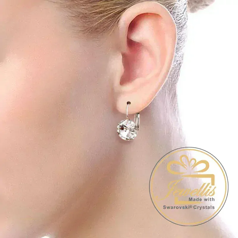 Ocelové visací náušnice s krystaly Rivoli Swarovski - Crystal F