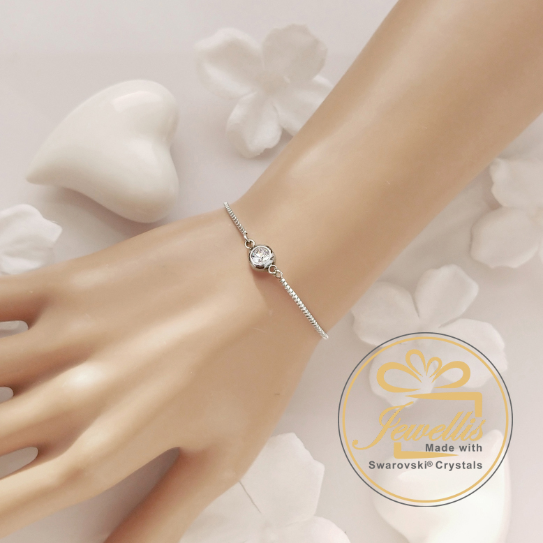 Ocelový stahovací náramek s krystalem Swarovski - Crystal F