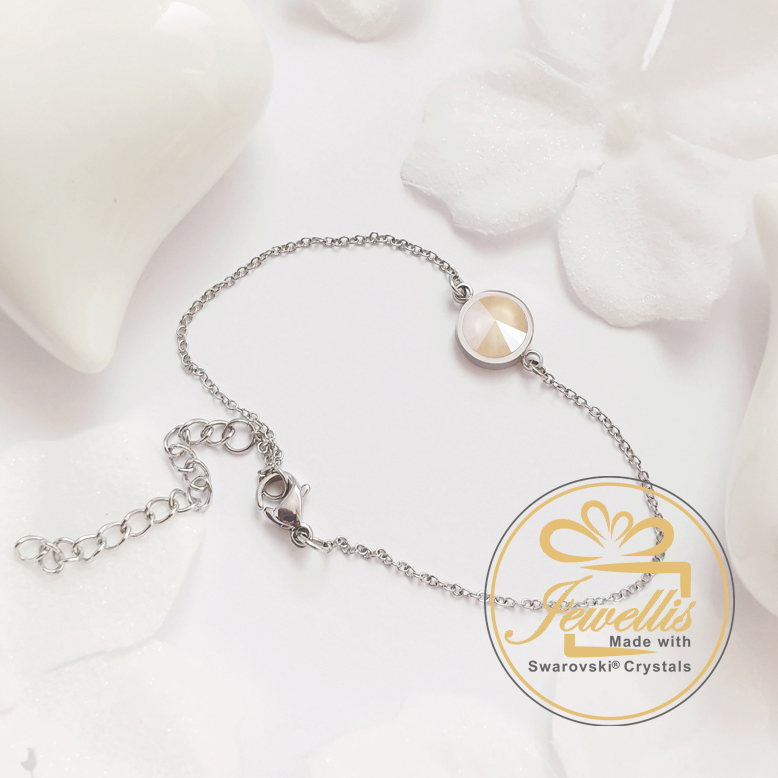 Ocelový náramek Pastel Rivoli s krystalem Swarovski - Ivory Cream