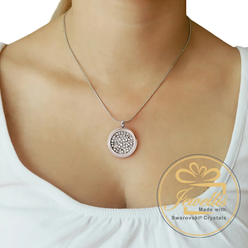 Ocelový náhrdelník Crystal Rocks s krystaly Swarovski - Peony Pink