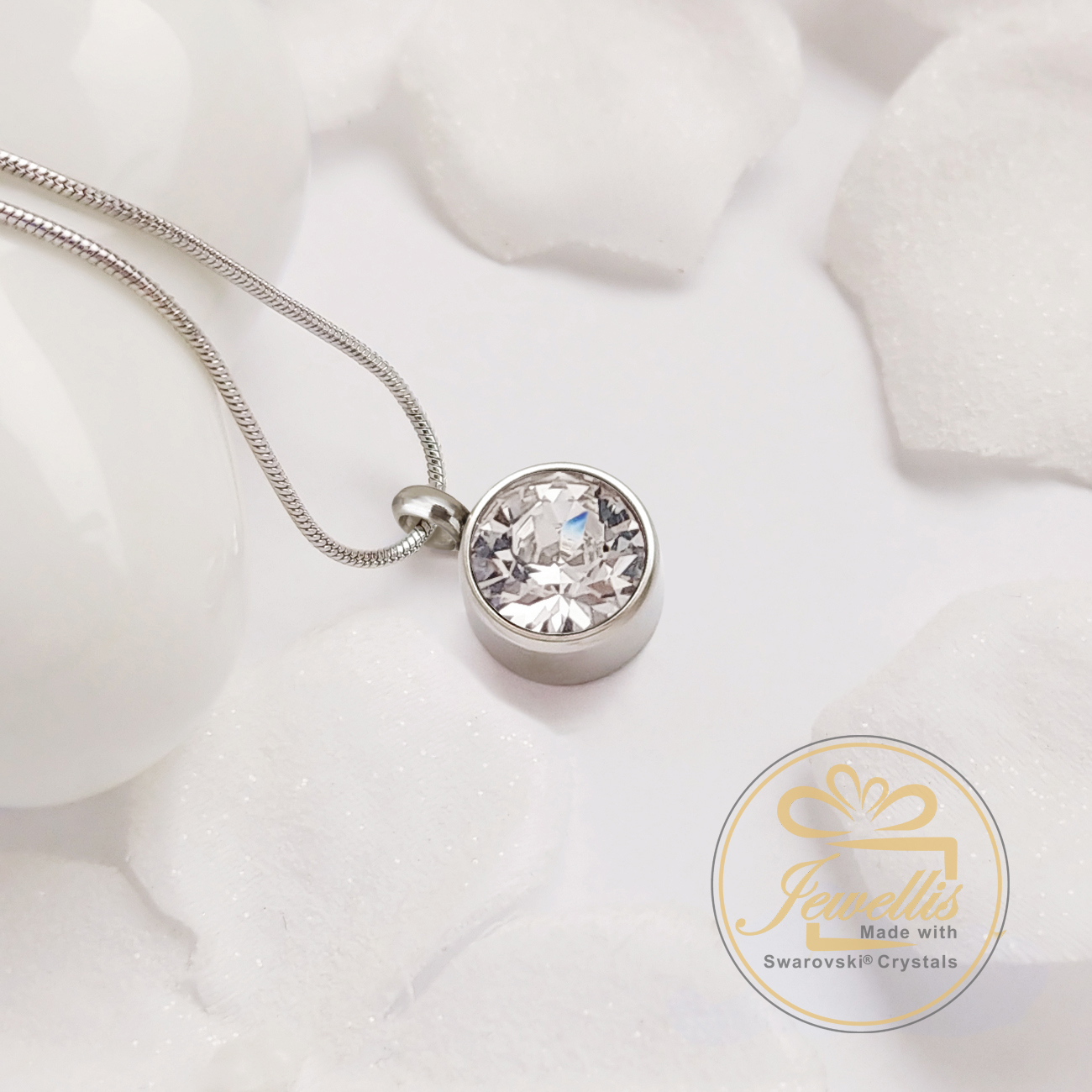 Ocelová sada Hook Ice - náhrdelník a náušnice háčky s krystaly Swarovski 8mm - Crystal F