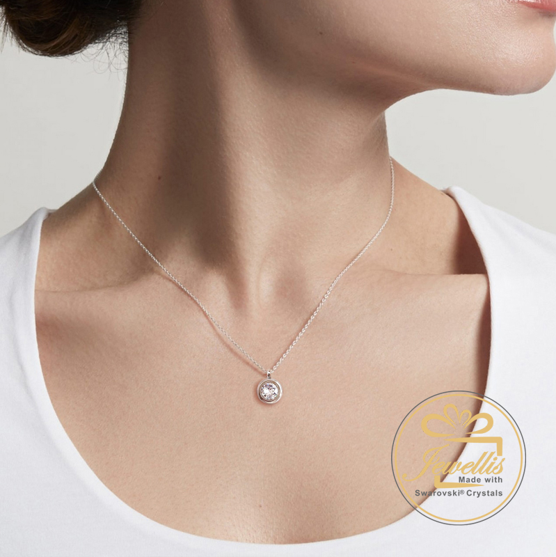 Ocelový náhrdelník Hook Ice Deluxe s krystalem měsíce Duben Swarovski - Crystal F