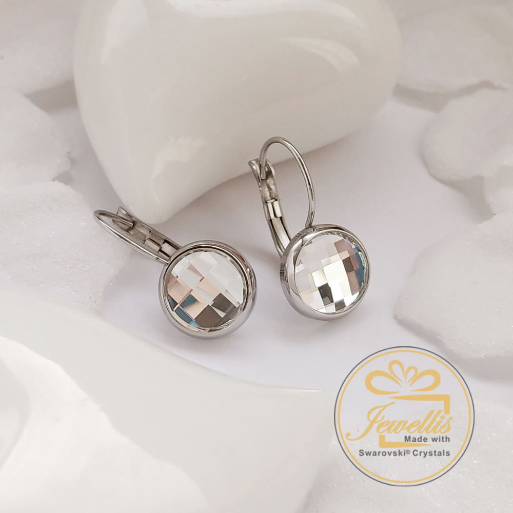 Ocelový set Chessboard s krystaly Swarovski - Topaz