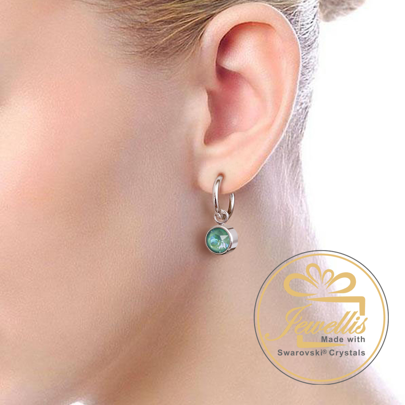Ocelové náušnice kruhy s krystaly Swarovski - Silky Sage Delite