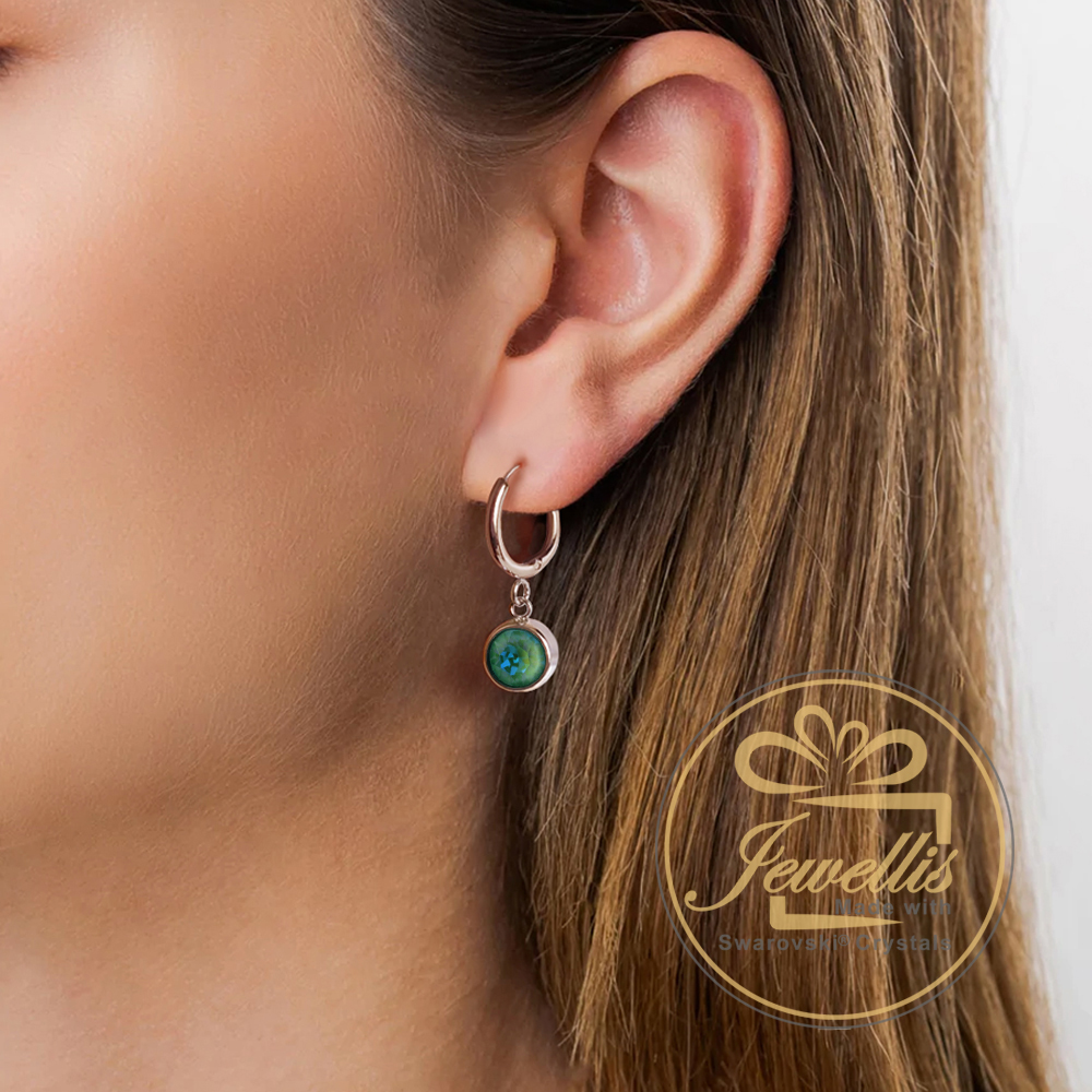 3-dílná ocelová sada Chaton Deluxe - náramek, náhrdelník a náušnice kruhy s krystaly Swarovski - Silky Sage Delite