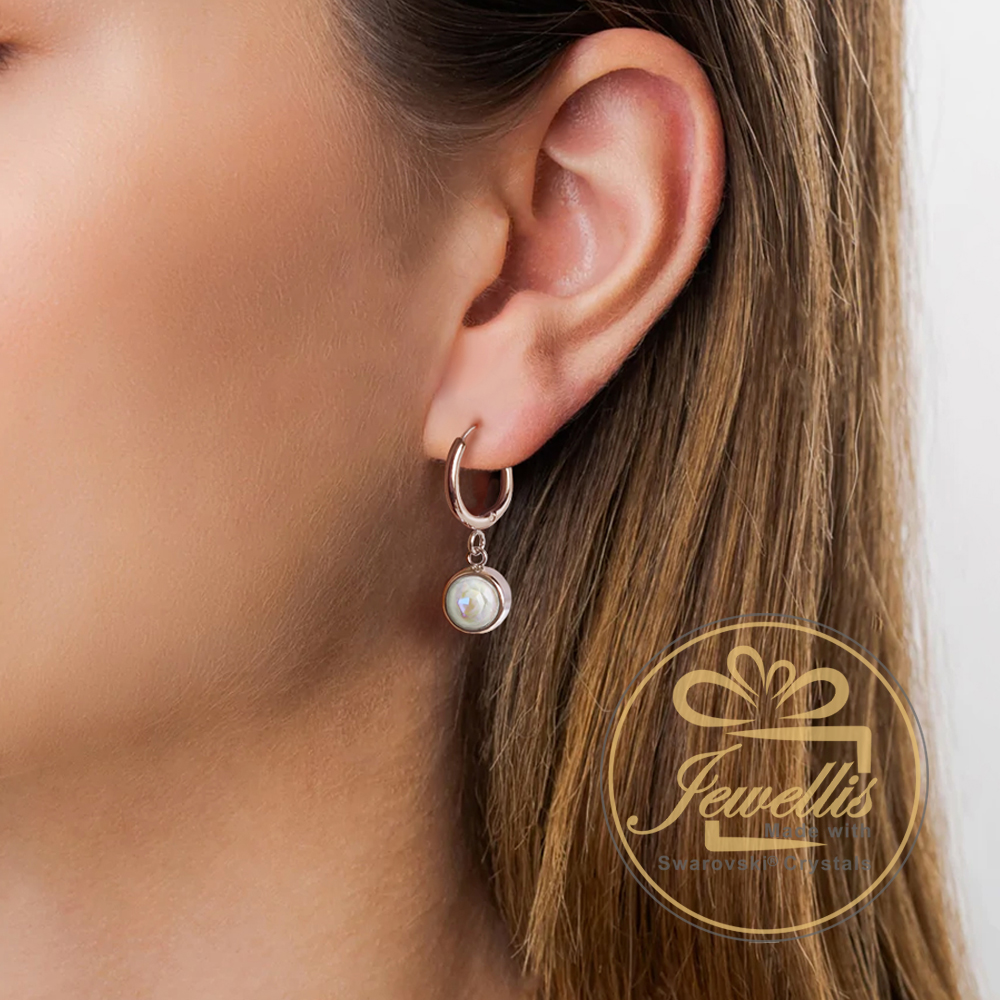 3-dílná ocelová sada Chaton Deluxe - náramek, náhrdelník a náušnice kruhy s krystaly Swarovski - Light Grey Delite