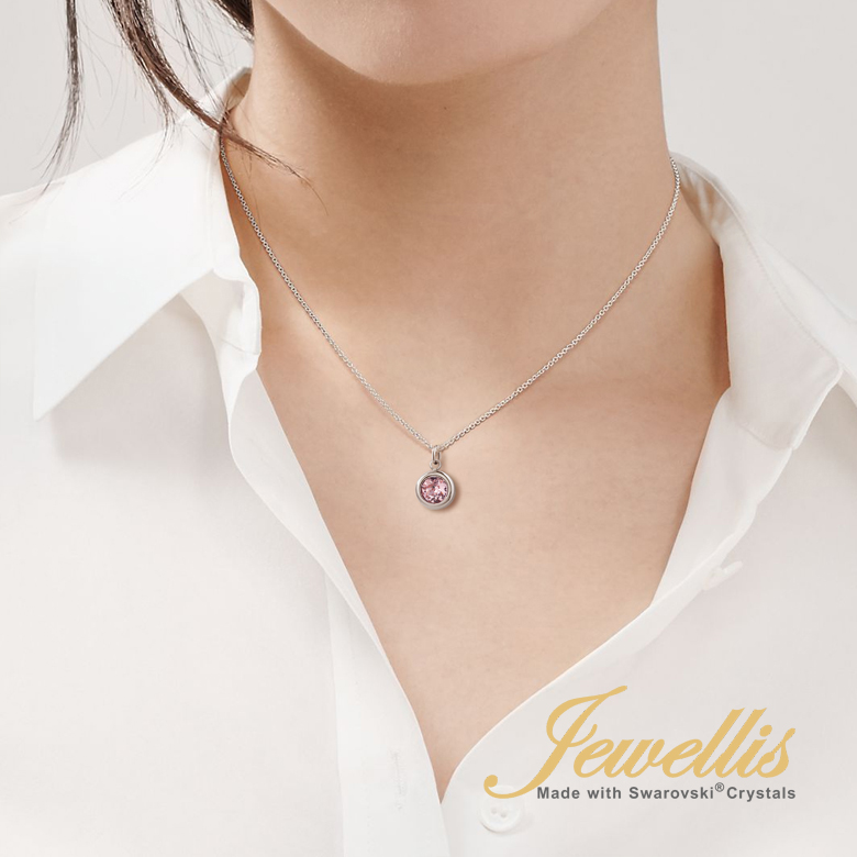 Ocelový náhrdelník Ice Deluxe s krystalem Swarovski - Light Rose