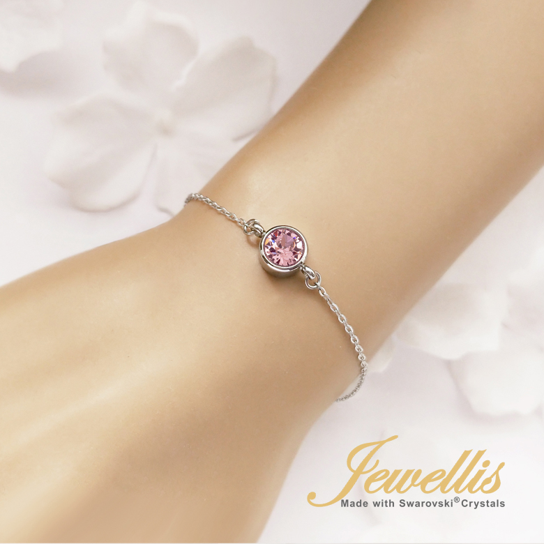 Ocelový náramek Chaton Deluxe s krystaly Swarovski - Light Rose