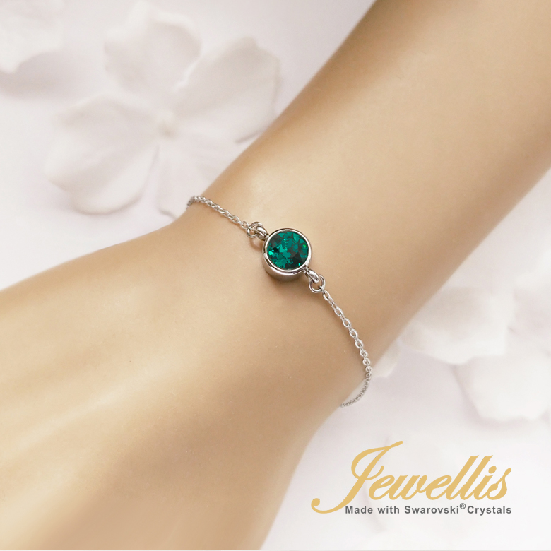 Ocelový náramek Chaton Deluxe s krystaly Swarovski - Emerald