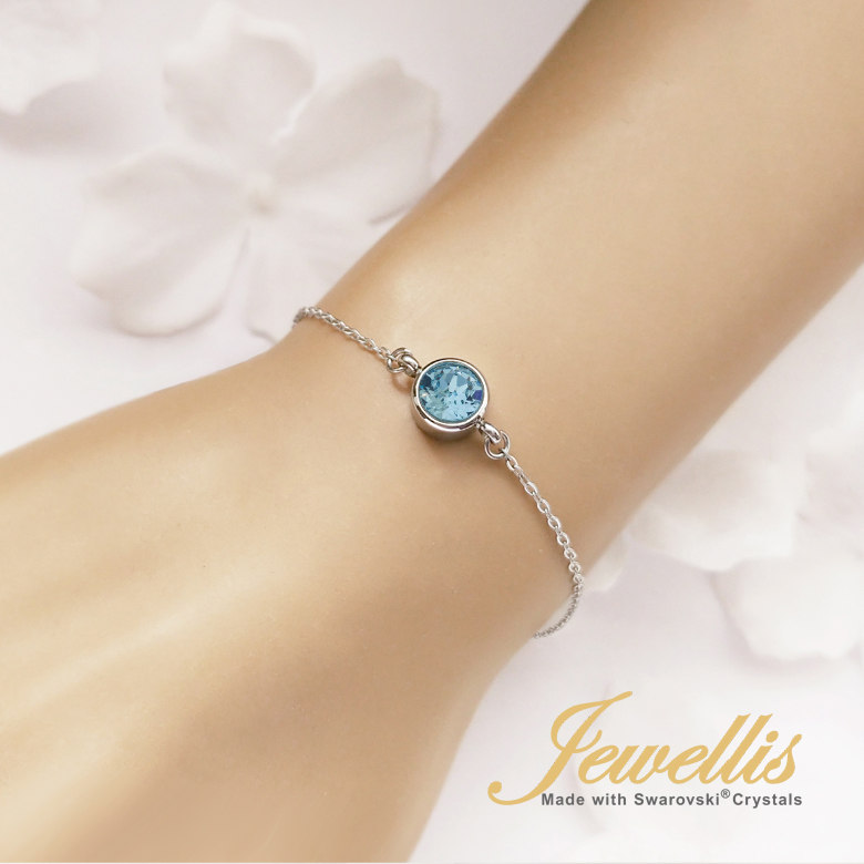 Ocelový náramek Chaton Deluxe s krystaly Swarovski - Summer Blue