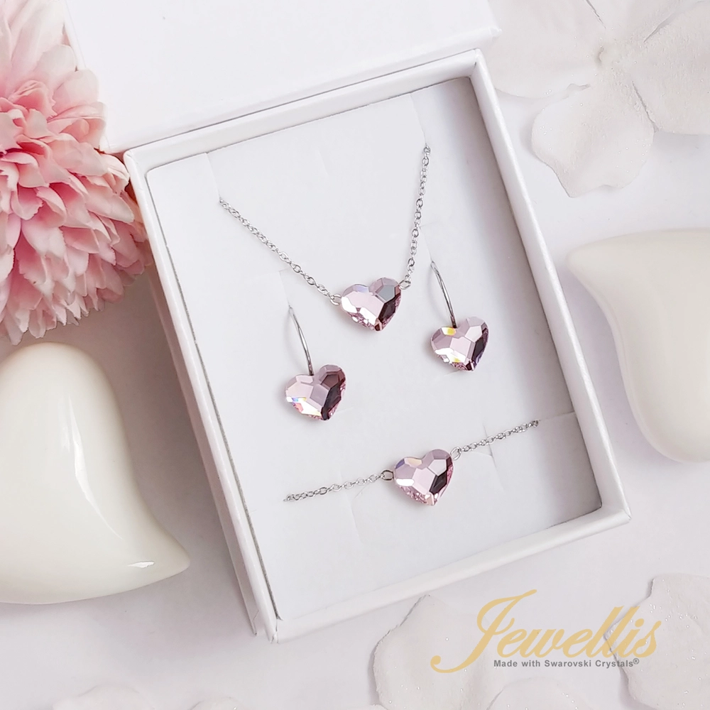 Ocelový jemný náhrdelník Romance s krystalem ve tvaru srdce Swarovski - Rosaline