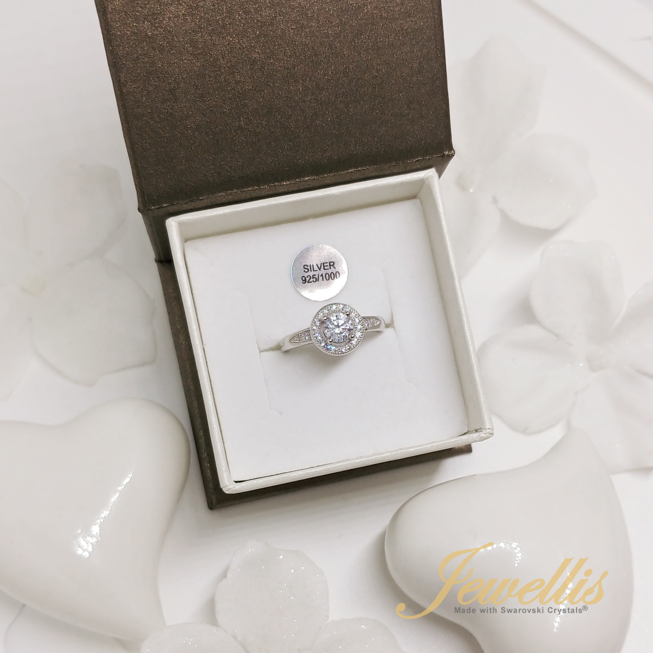 Stříbrný rhodiovaný zásnubní prsten Princess se zirkonem Swarovski Zirconia