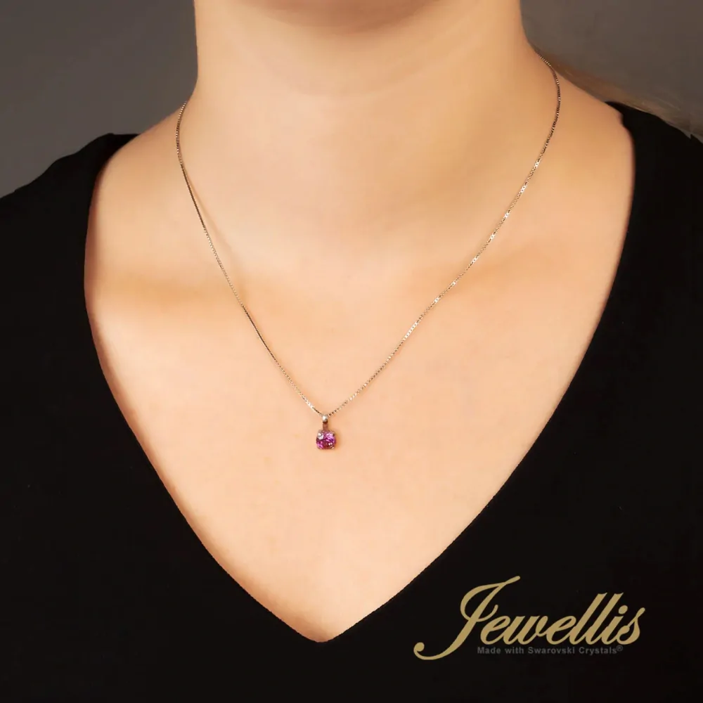 Stříbrný rhodiovaný náhrdelník Chic se zirkonem Swarovski Zirconia - Rubellite