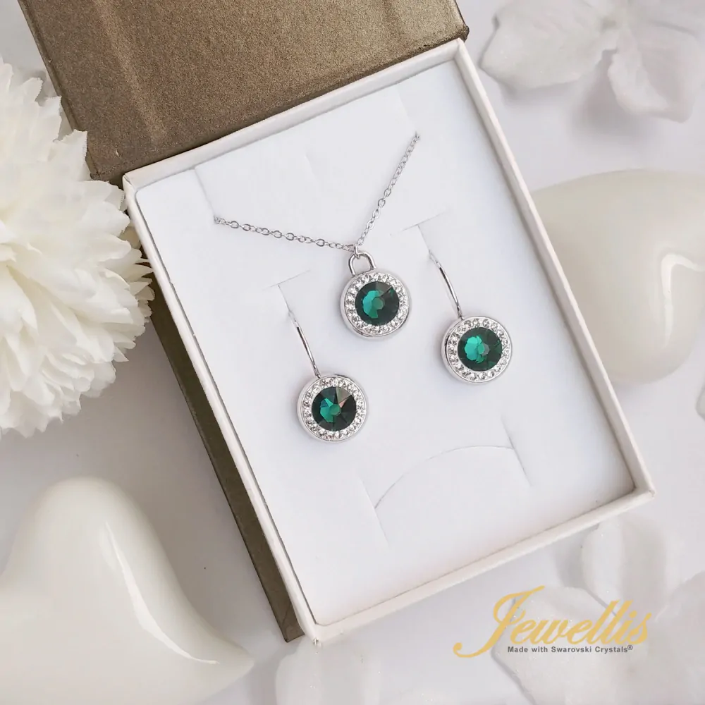 Ocelový náhrdelník Xirius Rose Pavé s krystaly Swarovski - Emerald