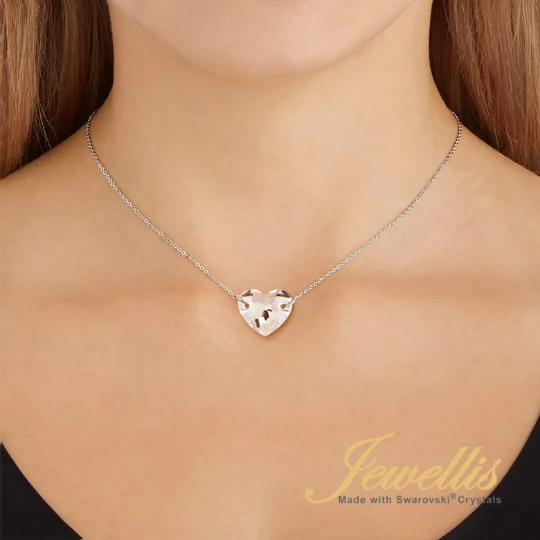 Ocelový náhrdelník s krystalem ve tvaru srdce Swarovski - Crystal F v hodnotě 489 Kč
