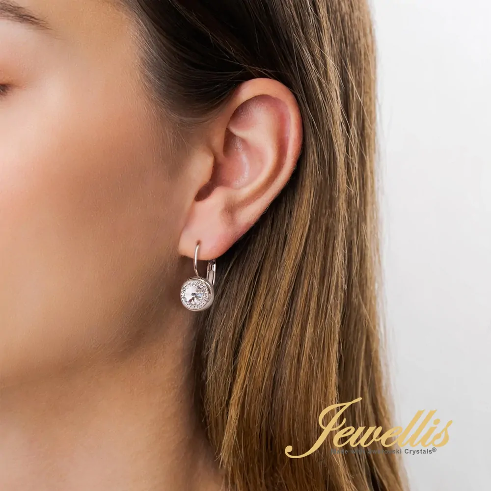 Ocelové náušnice na klapky Rivoli Round Pavé s krystaly Swarovski - Crystal F