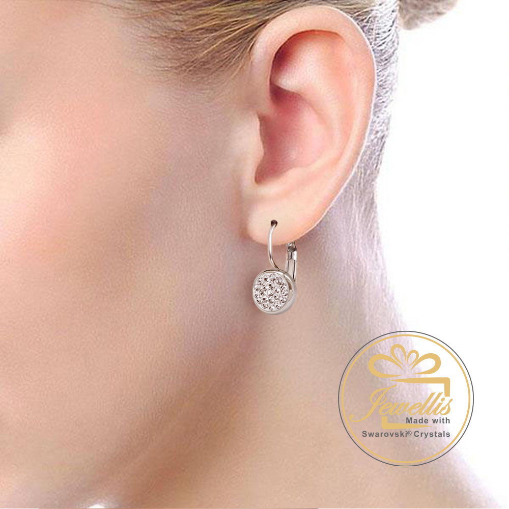 Ocelový set Round Pavé s krystaly Swarovski - Crystal F