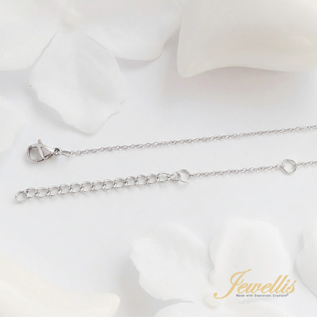 Ocelový náhrdelník ve tvaru kapky s krystaly Swarovski - Aquamarine
