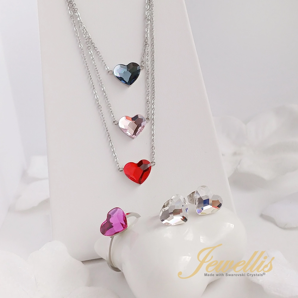 Ocelový jemný náhrdelník Romance s krystalem ve tvaru srdce Swarovski - Rosaline