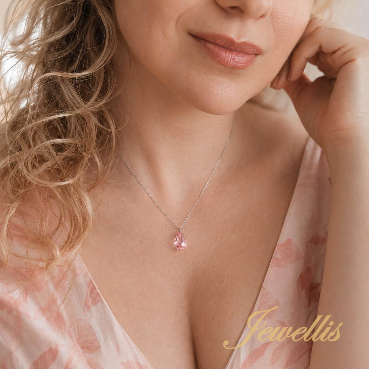 Briolette Light Rose – Set náhrdelníku a náušnic s krystaly Swarovski® z chirurgické oceli