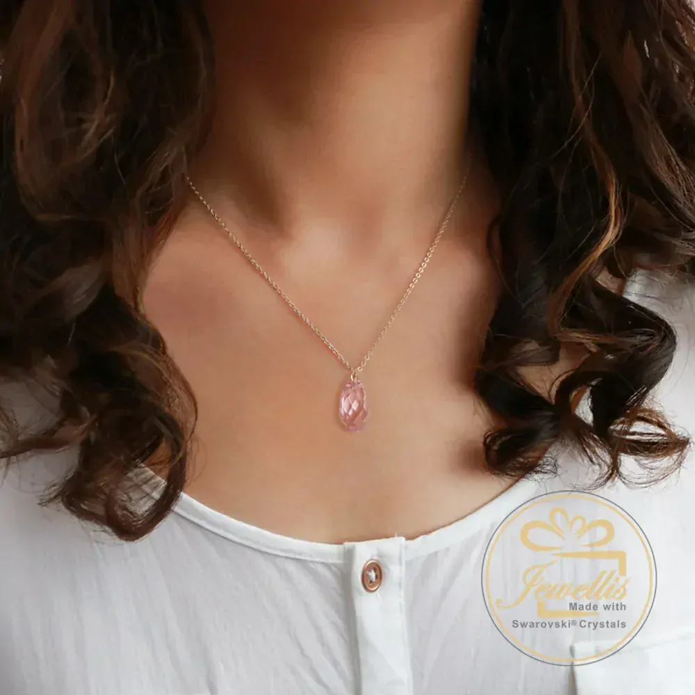 Briolette Light Rose – Set náhrdelníku a náušnic s krystaly Swarovski® z chirurgické oceli