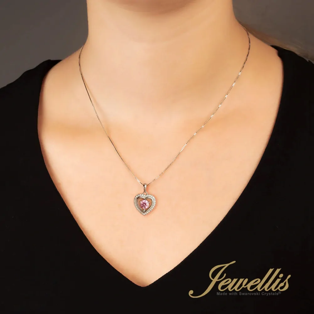 Stříbrný rhodiovaný náhrdelník Delight Heart se zirkony Swarovski Zirconia