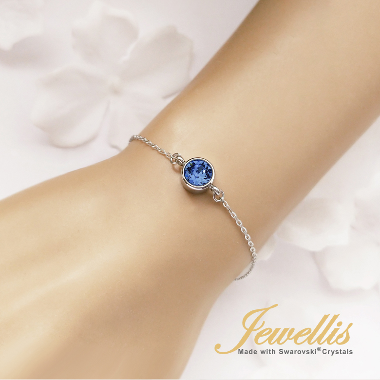 3-dílná ocelová sada Chaton Deluxe - náramek, náhrdelník a náušnice kruhy s krystaly Swarovski - Sapphire