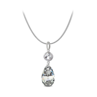 Ocelový náhrdelník Diamond Drop ve tvaru kapky s krystaly Swarovski - Crystal CAL V SI