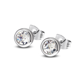 Ocelové náušnice pecky s krystaly Swarovski 6mm - Crystal F